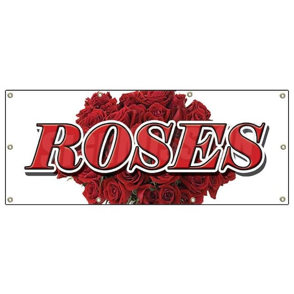 ROSES BANNER SIGN red rose flowers flower shop signs florist
